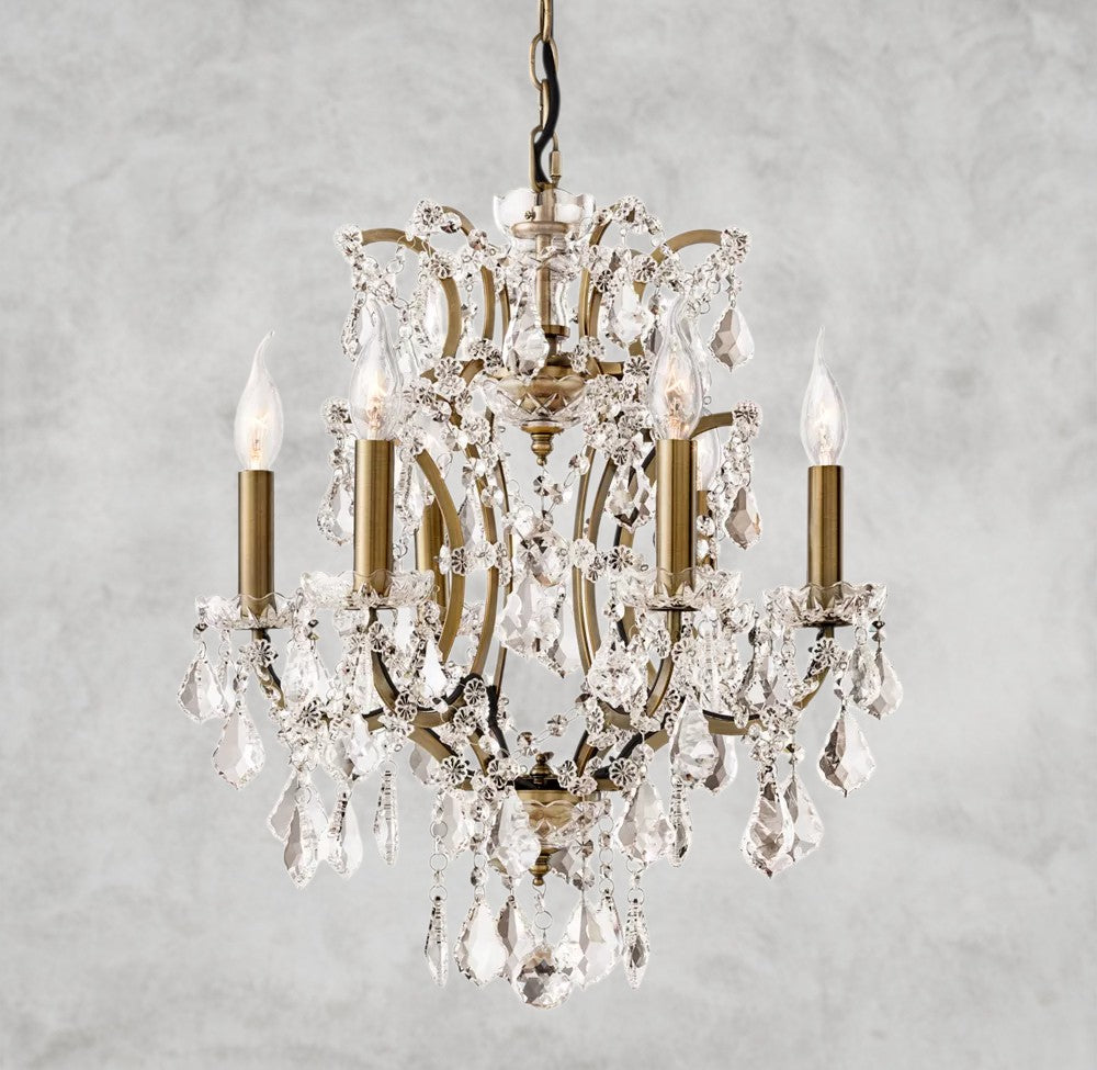 19th C. Rococo Iron & Crystal Round Chandelier 18", 28", 33", 40", 60", 101"