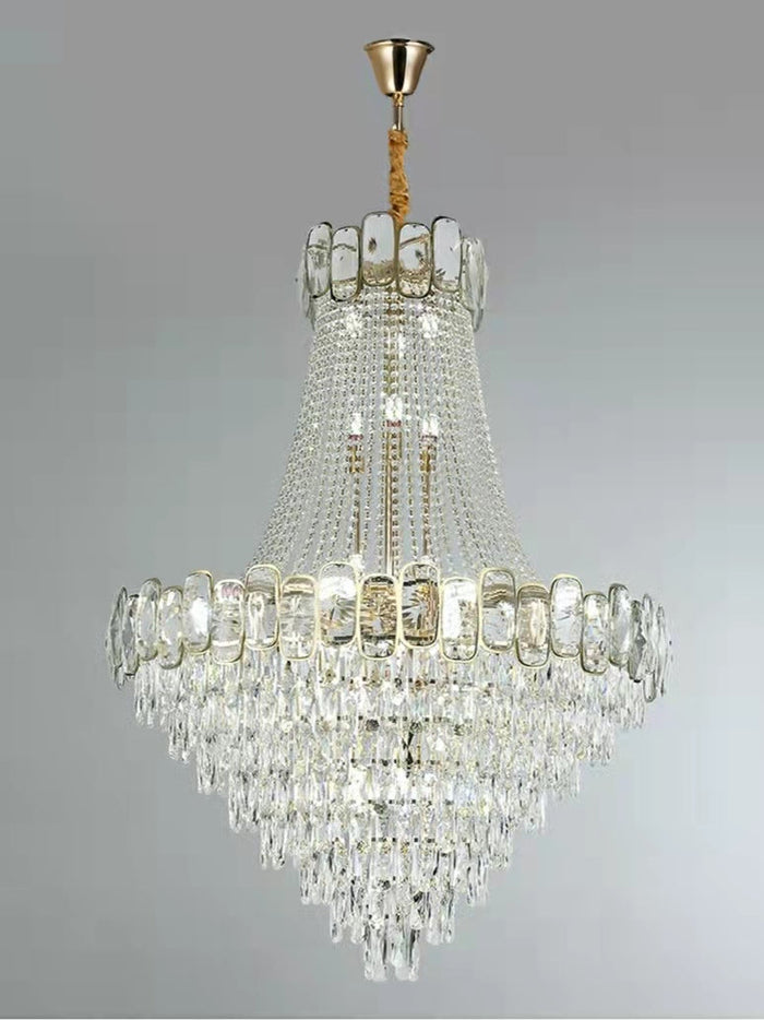 Foyer Staircase Chandelier Luxury K9 Crystal Ceiling Light For Living Room / Hallway
