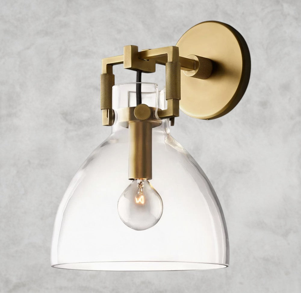 MACHINIST GLASS CLOCHE SCONCE 8", 10"