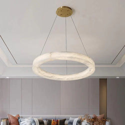 Modern Aurora Alabaster Round Chandelier For Living Room 19.7", 27.6", 35.4"