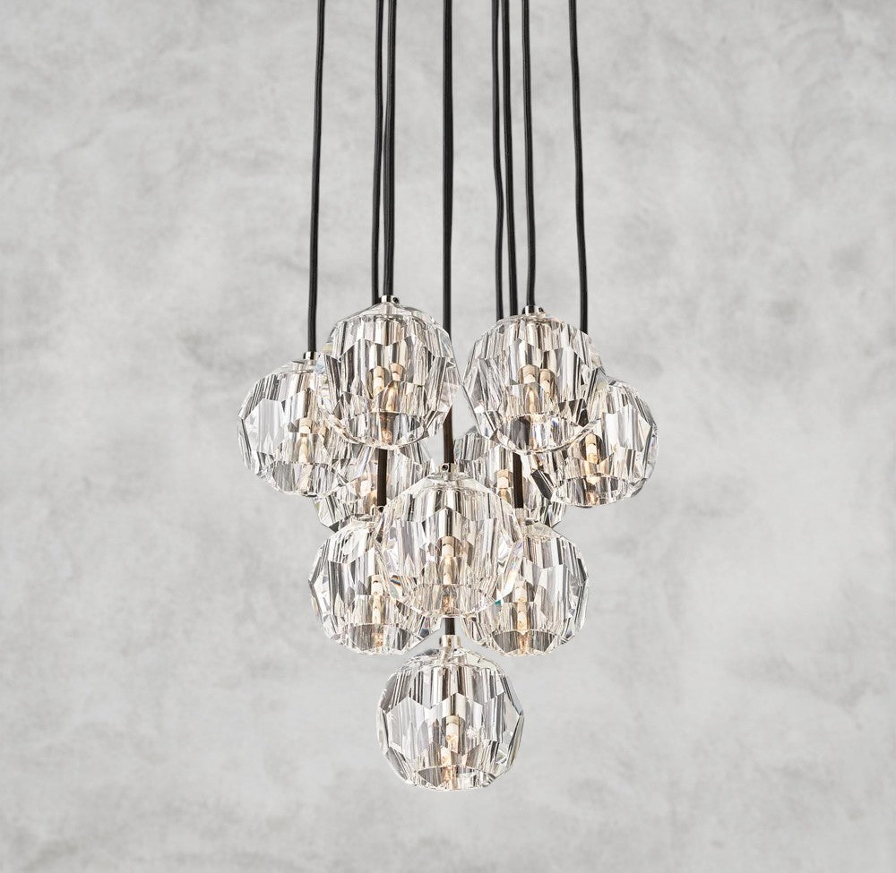 Boule De Cristal Clear/ Smoke Glass Round Cluster Chandelier 14