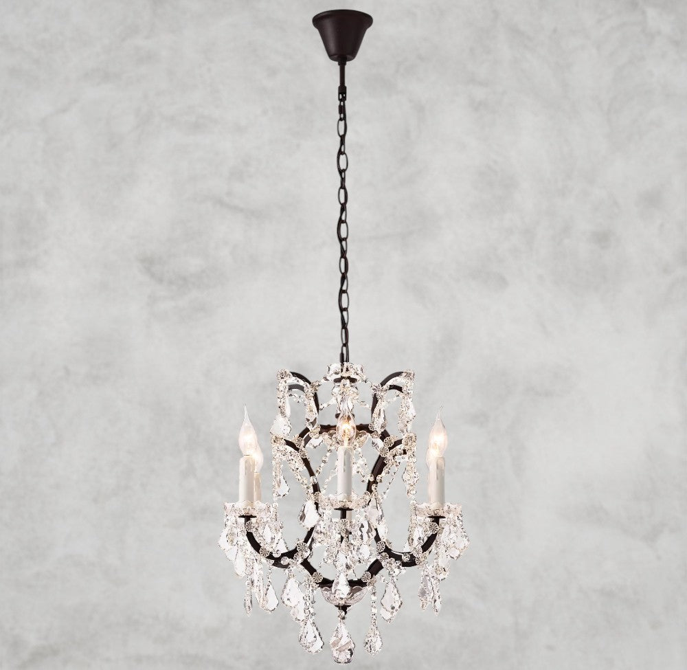 19th C. Rococo Iron & Crystal Round Chandelier 18", 28", 33", 40", 60", 101"