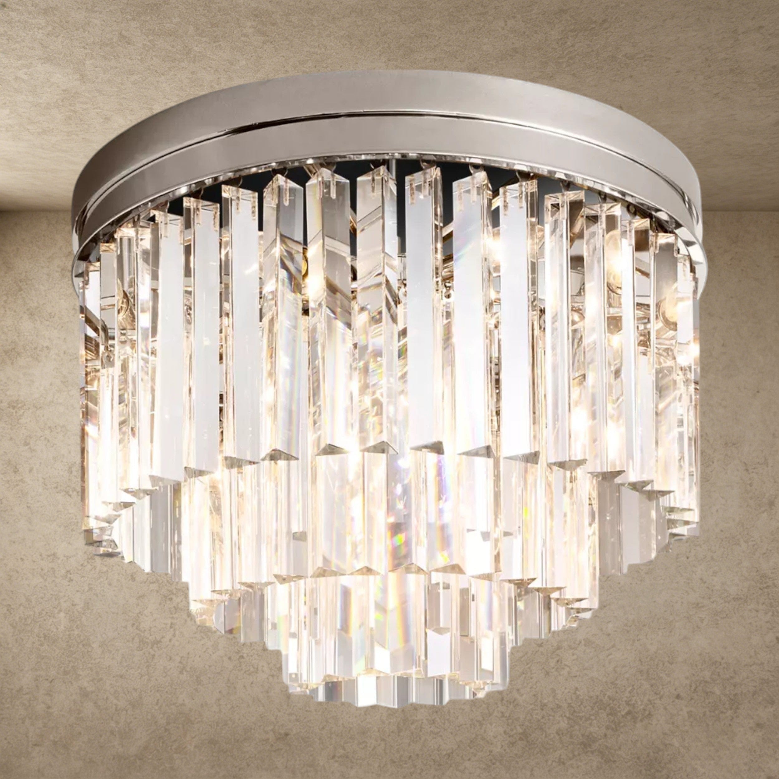 Nickel / 20" 1920s Odeon Flushmount 20"