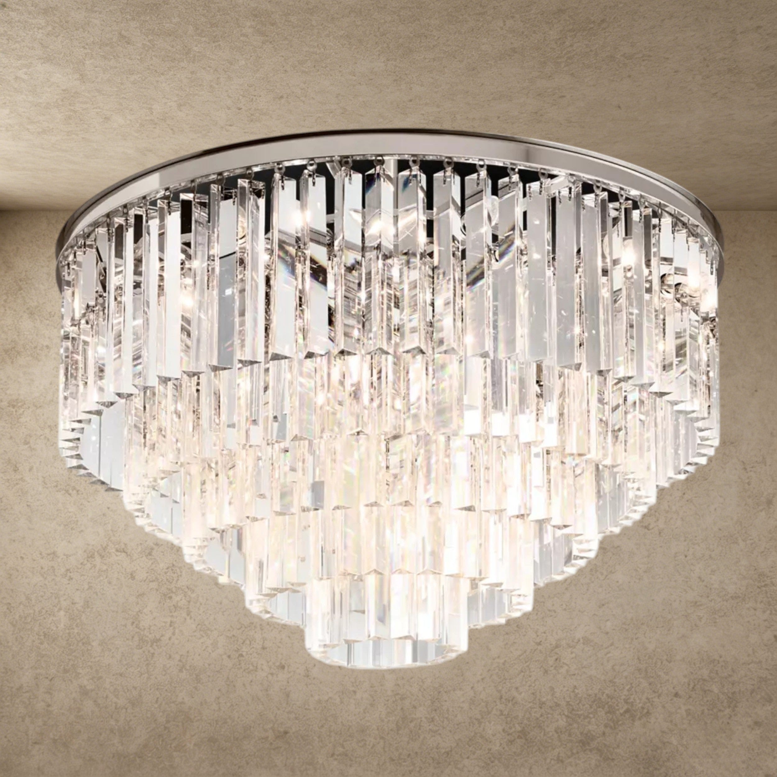 Nickel / 32" 1920s Odeon Flushmount 20"