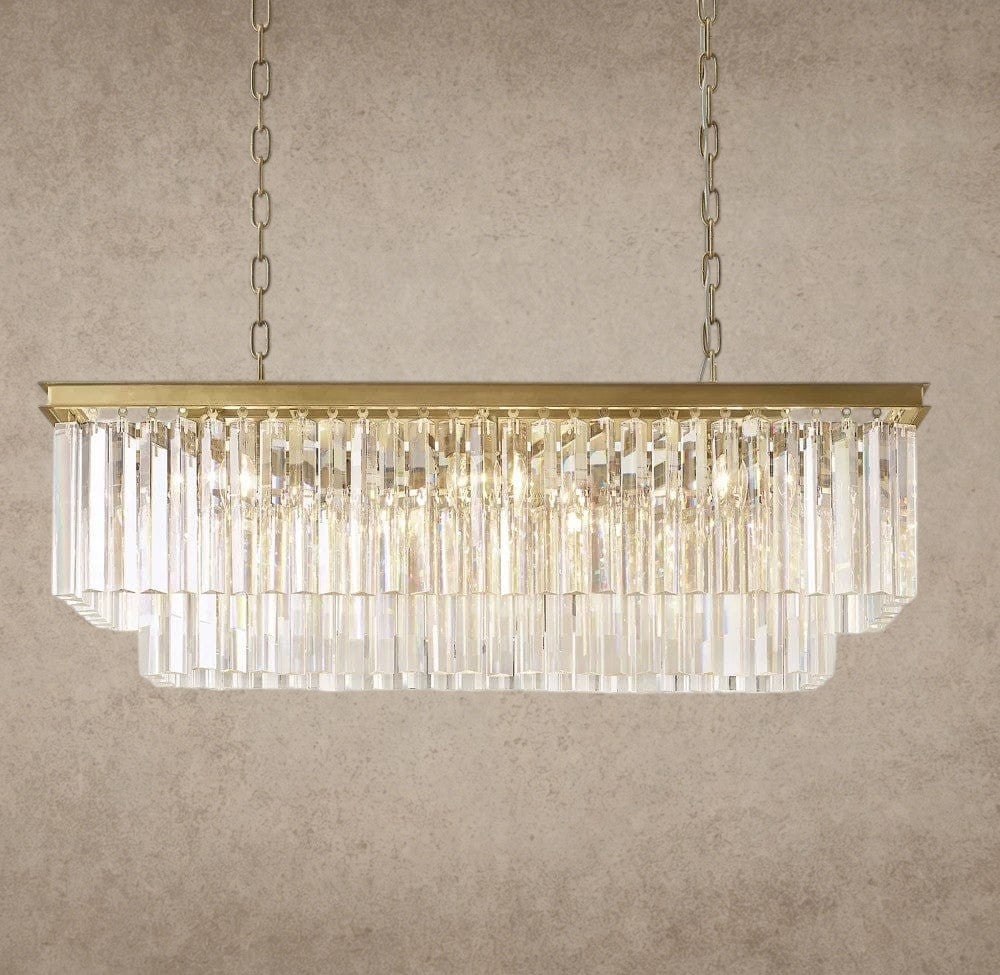 40" / Brass 1920S Odeon Rectangular Chandelier 40", 49", 59"