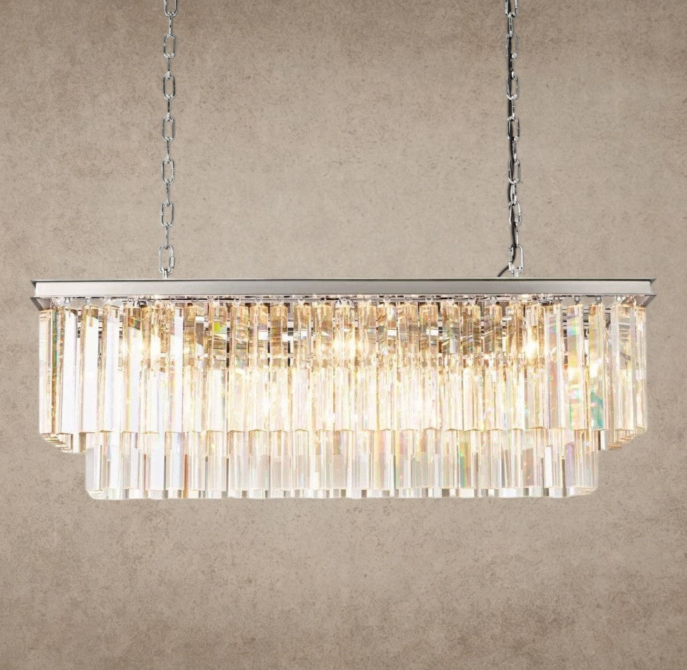 40" / Nickel 1920S Odeon Rectangular Chandelier 40", 49", 59"