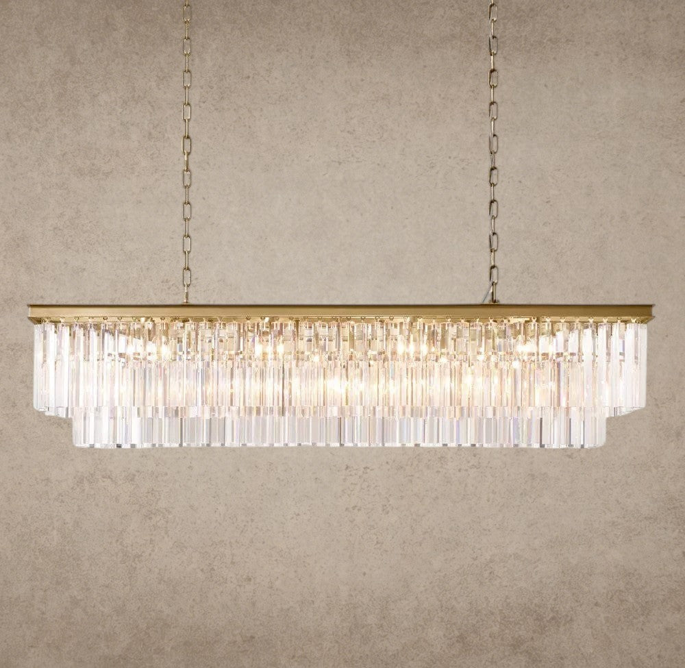 59" / Brass 1920S Odeon Rectangular Chandelier 40", 49", 59"