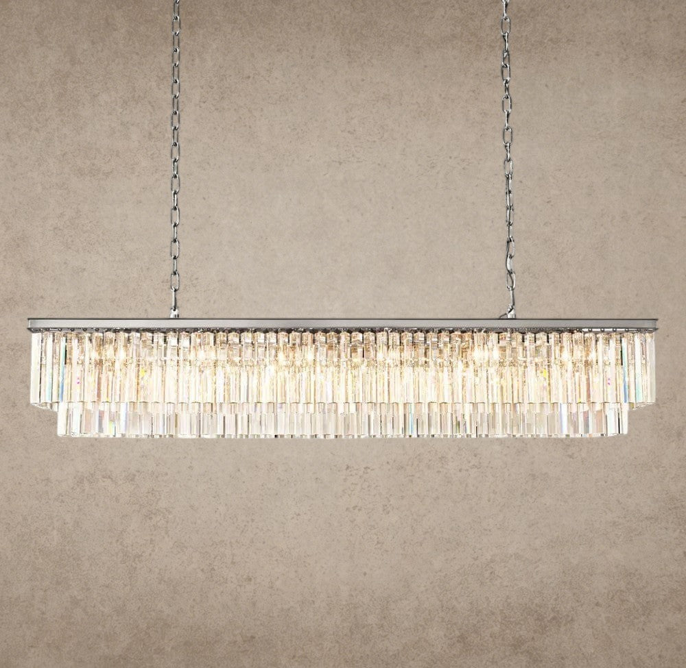 70" / Nickel 1920S Odeon Rectangular Chandelier 40", 49", 59"