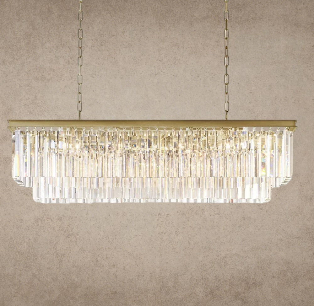 49" / Brass 1920S Odeon Rectangular Chandelier 40", 49", 59"