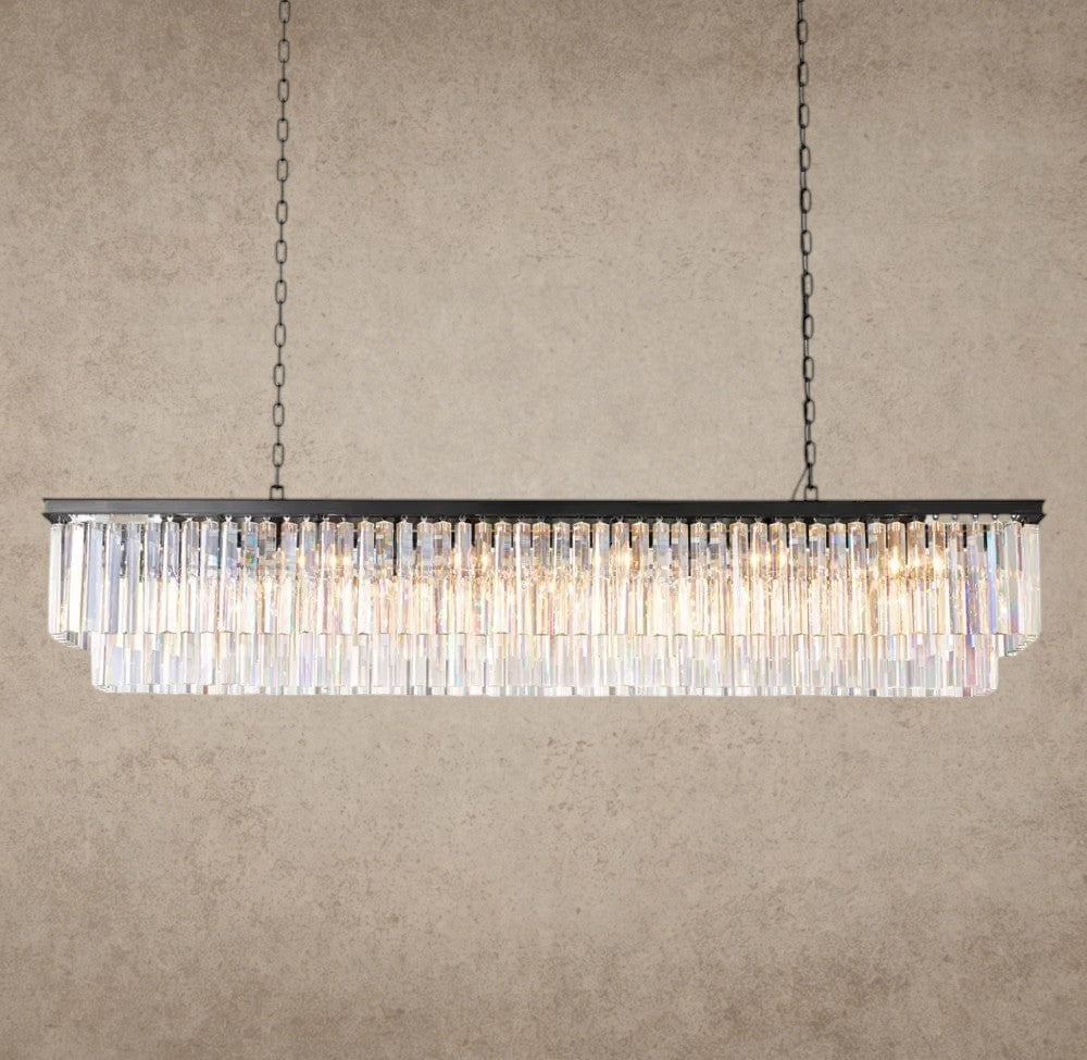 70" / Bronze 1920S Odeon Rectangular Chandelier 40", 49", 59"