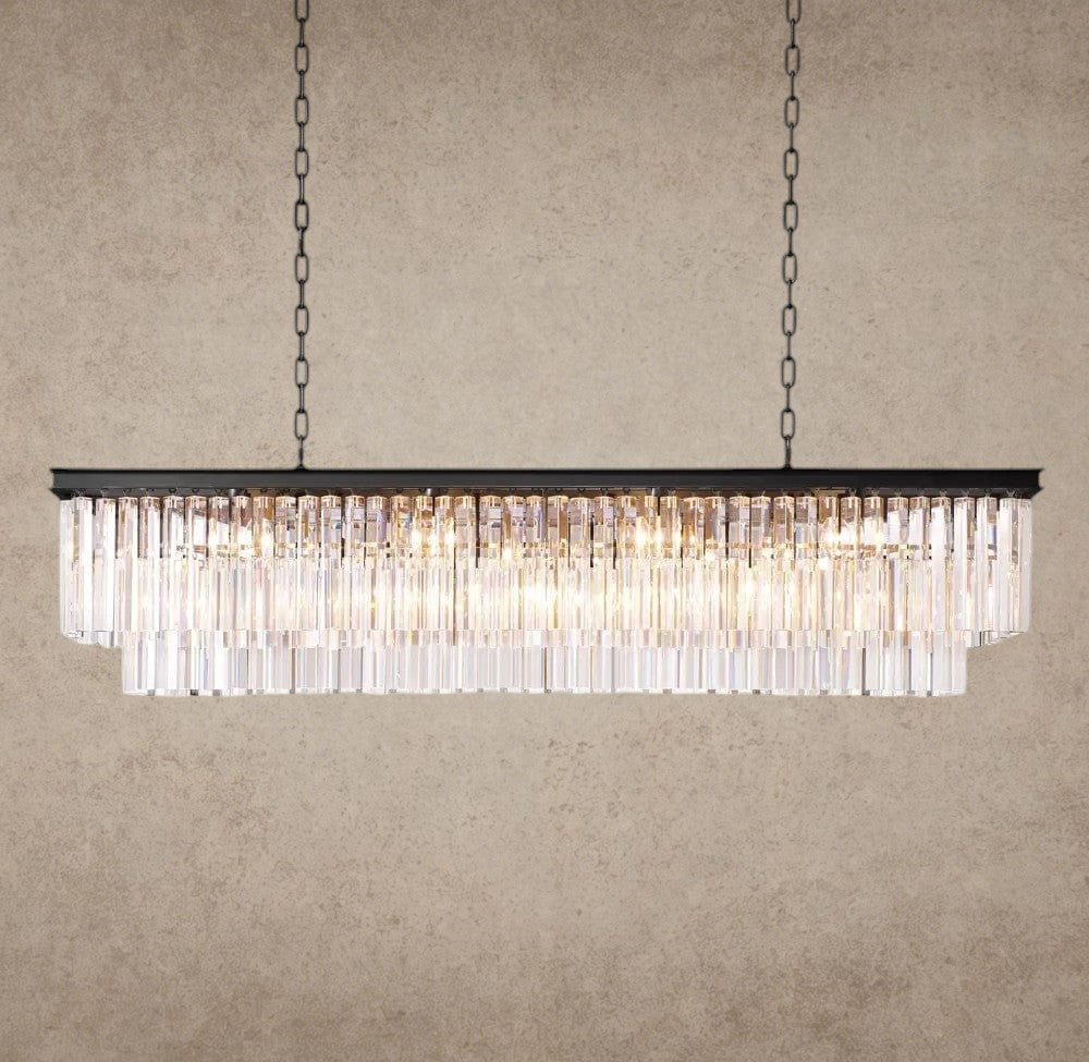 59" / Bronze 1920S Odeon Rectangular Chandelier 40", 49", 59"