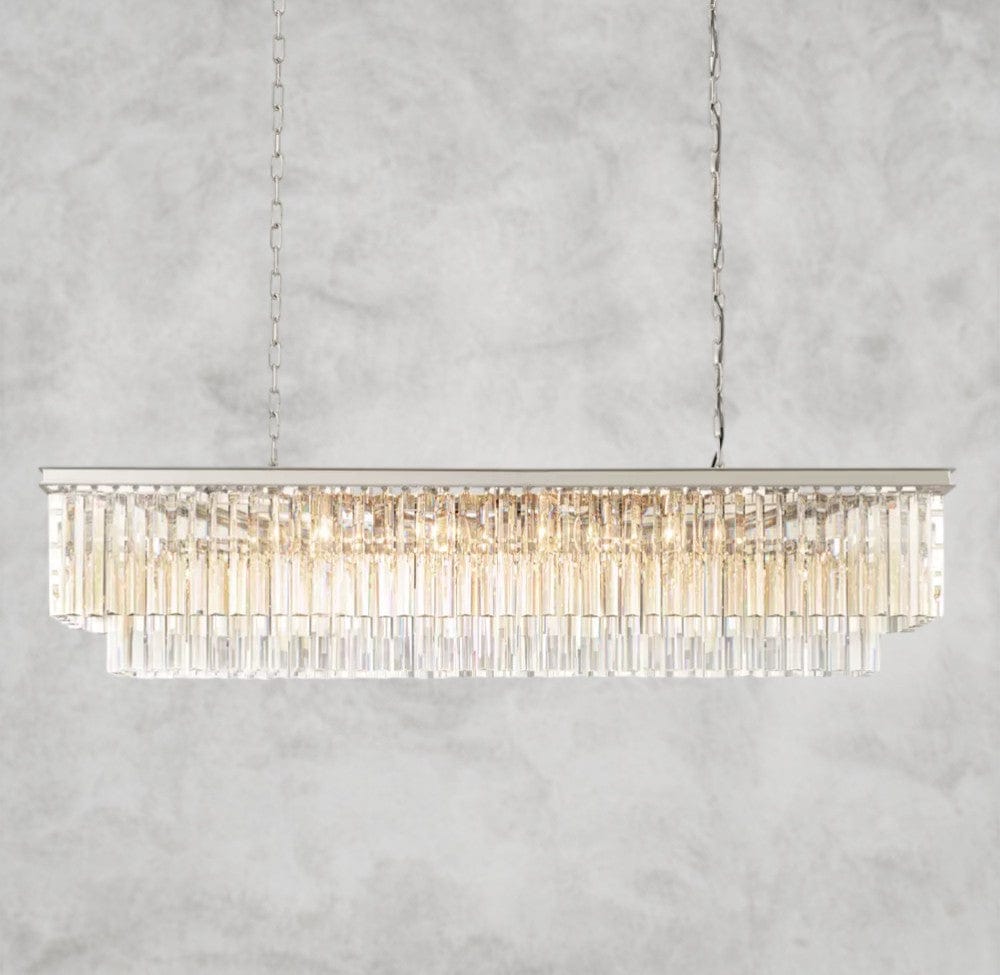 59" / Nickel 1920S Odeon Rectangular Chandelier 40", 49", 59"