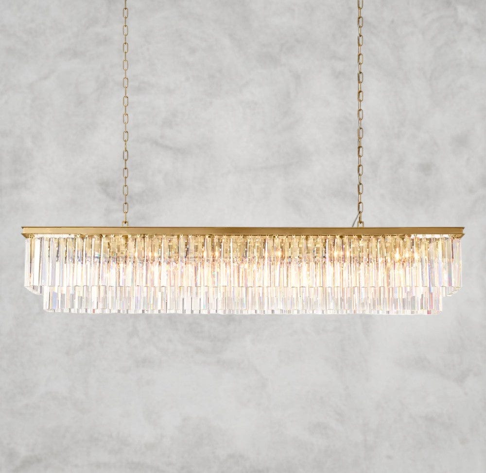 70" / Brass 1920S Odeon Rectangular Chandelier 40", 49", 59"
