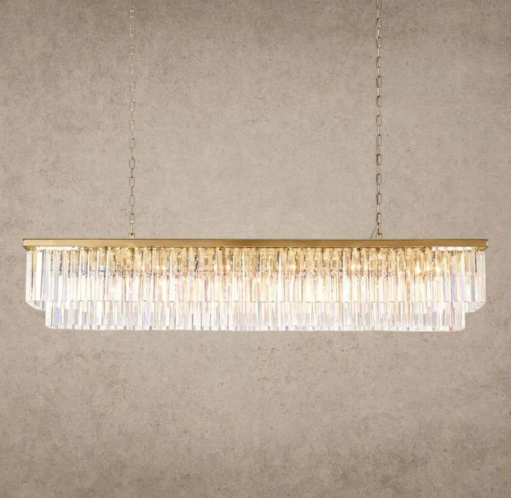 70" / Brass 1920S Odeon Rectangular Chandelier 40", 49", 59"