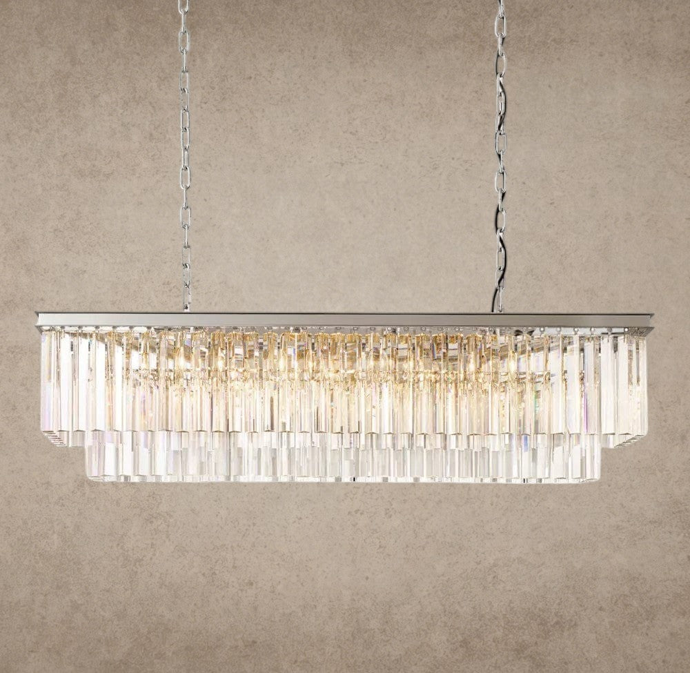 49" / Nickel 1920S Odeon Rectangular Chandelier 40", 49", 59"