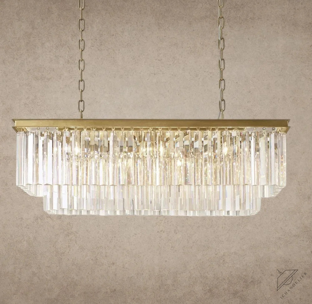 40" / Brass 1920S Odeon Rectangular Chandelier 40", 49", 59"