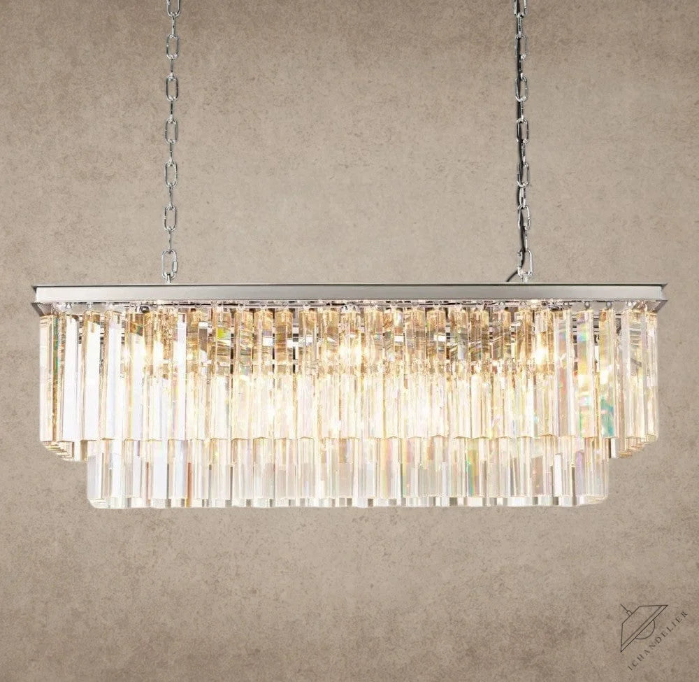 40" / Nickel 1920S Odeon Rectangular Chandelier 40", 49", 59"