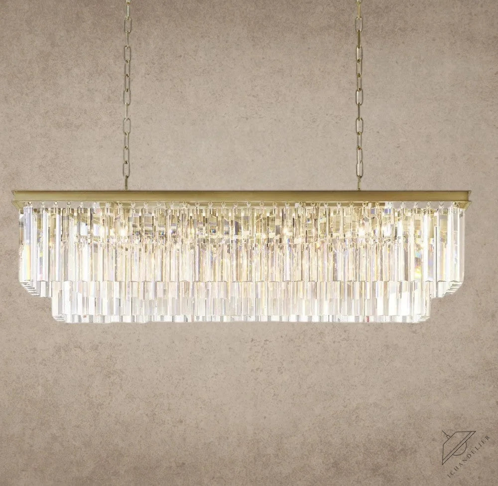 49" / Brass 1920S Odeon Rectangular Chandelier 40", 49", 59"