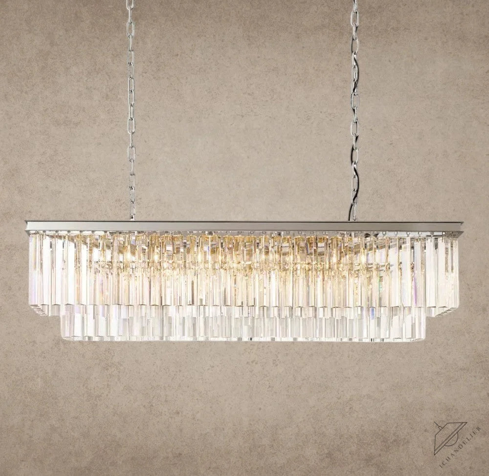 49" / Nickel 1920S Odeon Rectangular Chandelier 40", 49", 59"