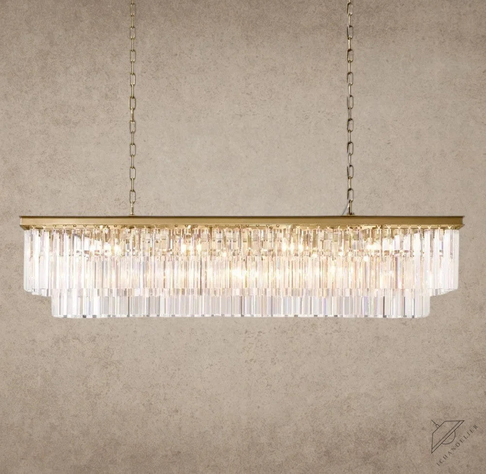 59" / Brass 1920S Odeon Rectangular Chandelier 40", 49", 59"