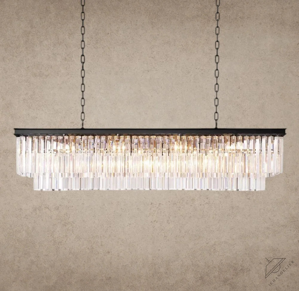 59" / Bronze 1920S Odeon Rectangular Chandelier 40", 49", 59"