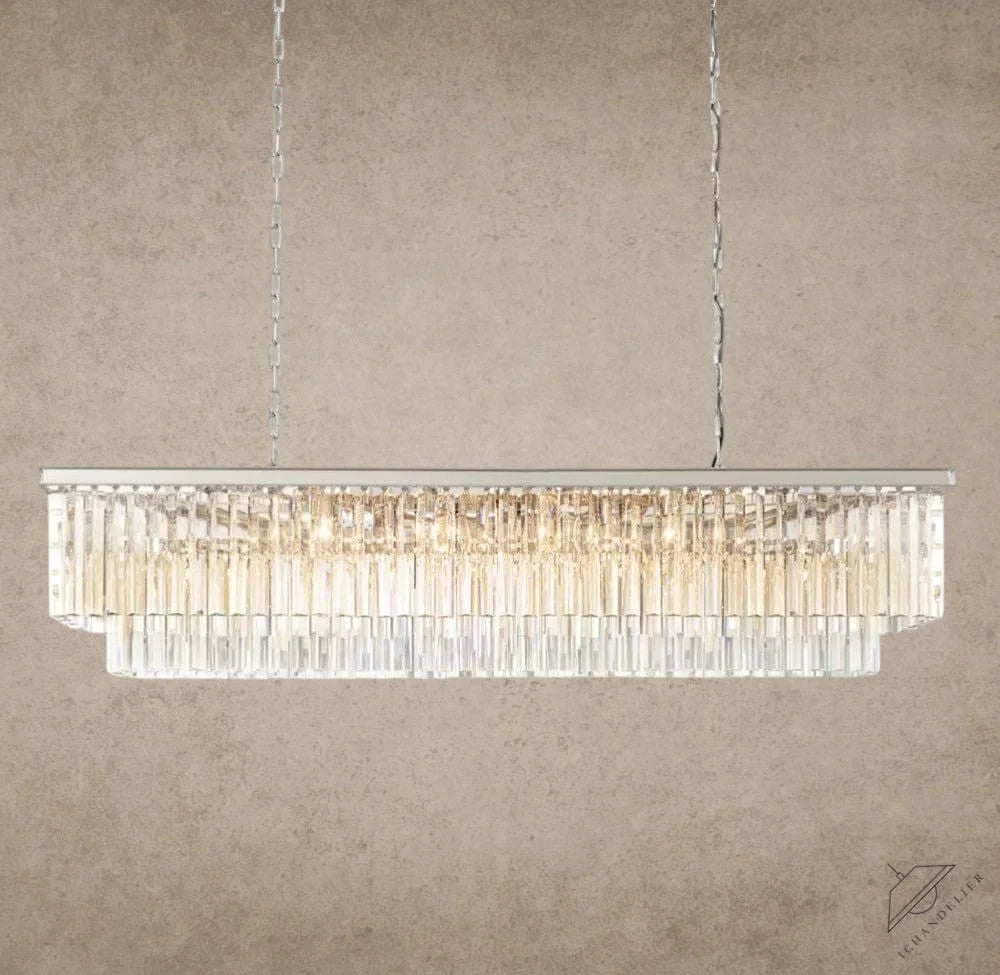 59" / Nickel 1920S Odeon Rectangular Chandelier 40", 49", 59"