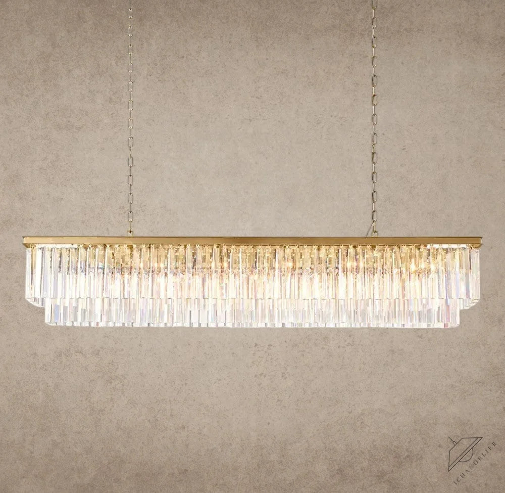 70" / Brass 1920S Odeon Rectangular Chandelier 40", 49", 59"