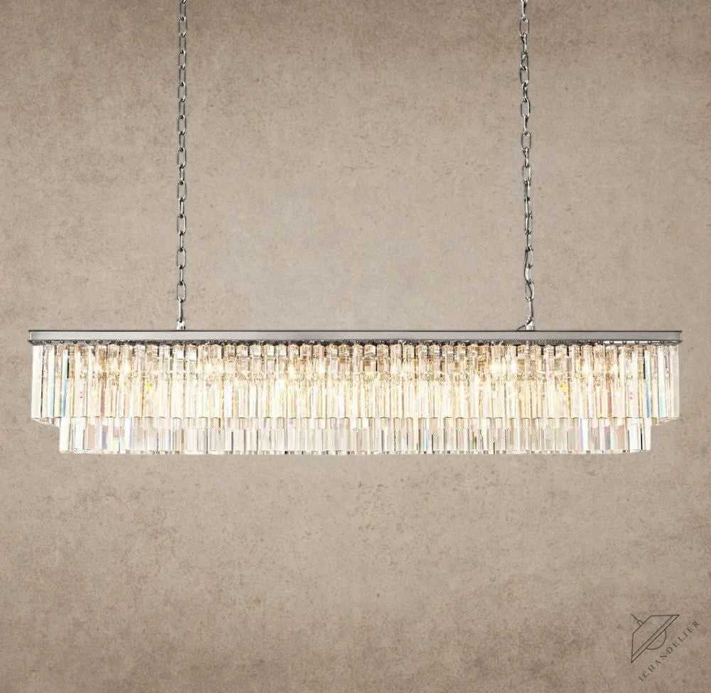 70" / Nickel 1920S Odeon Rectangular Chandelier 40", 49", 59"
