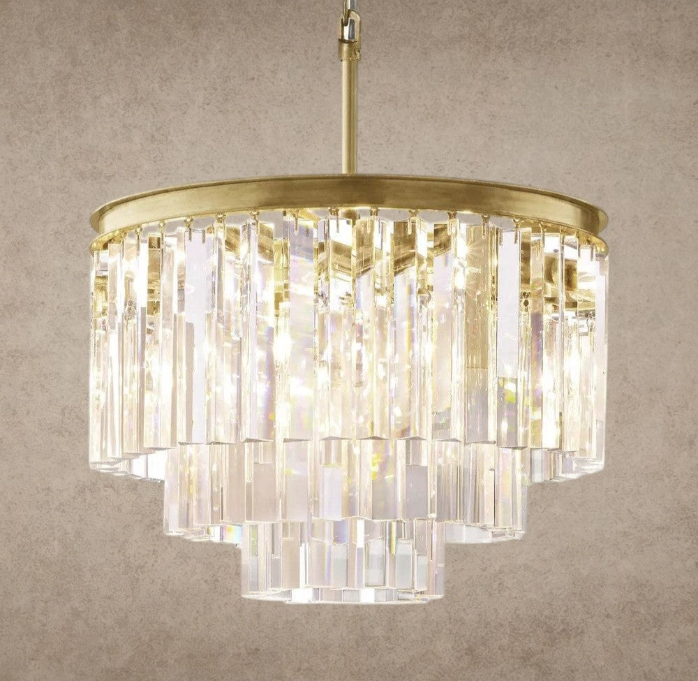 20" / Brass 1920s Odeon Round Chandelier 20", 32", 44"