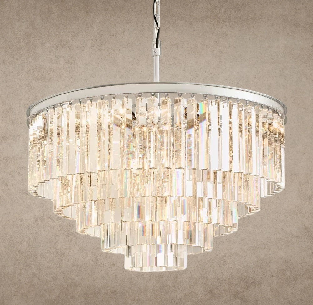32" / Nickel 1920s Odeon Round Chandelier 20", 32", 44"