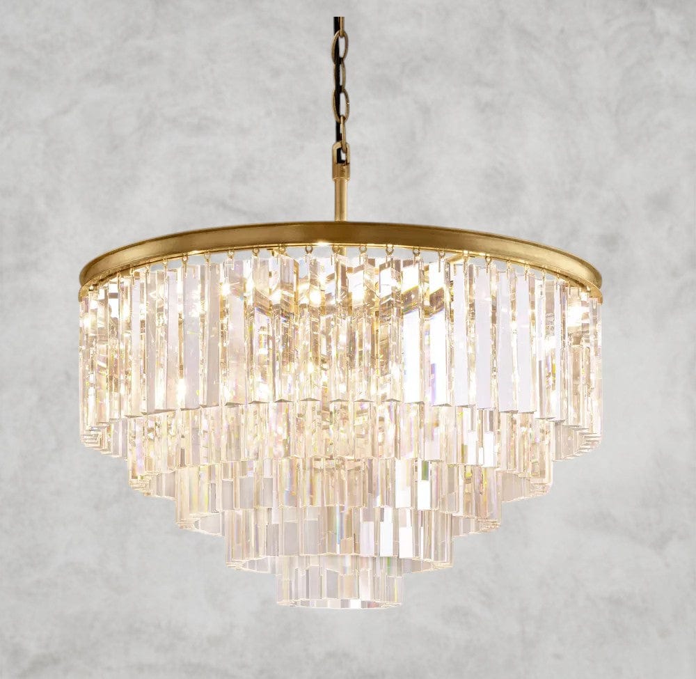 32" / Brass 1920s Odeon Round Chandelier 20", 32", 44"