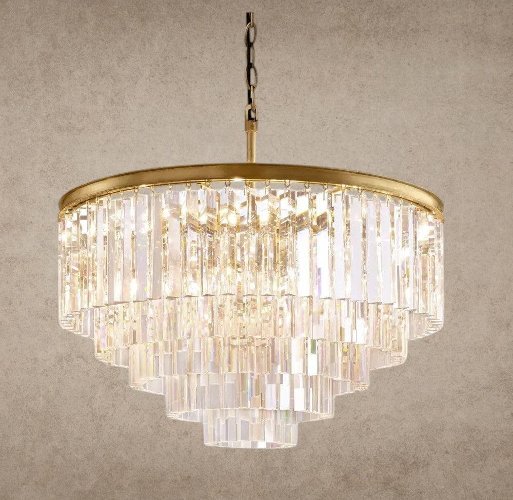32" / Brass 1920s Odeon Round Chandelier 20", 32", 44"