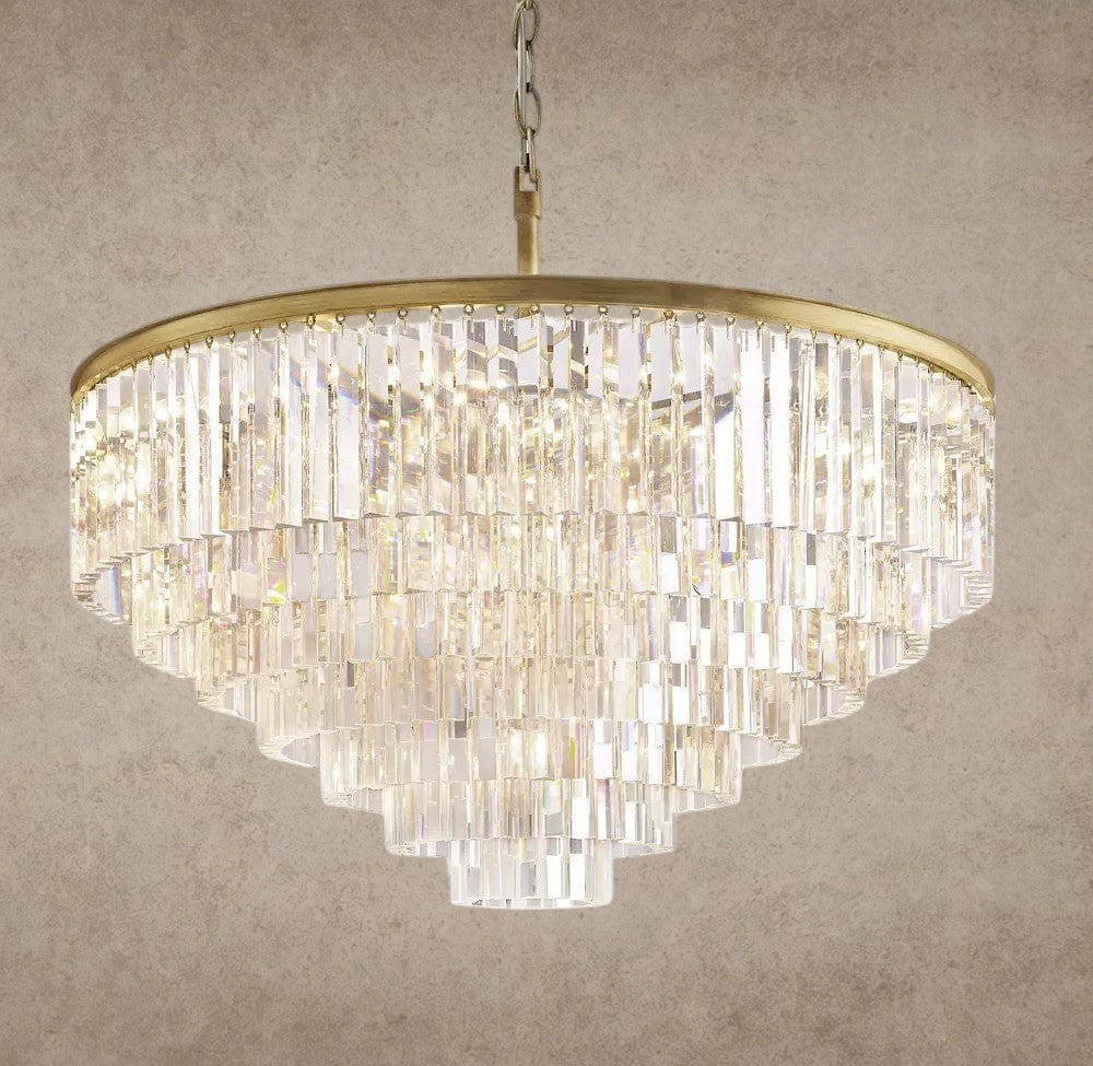 44" / Brass 1920s Odeon Round Chandelier 20", 32", 44"