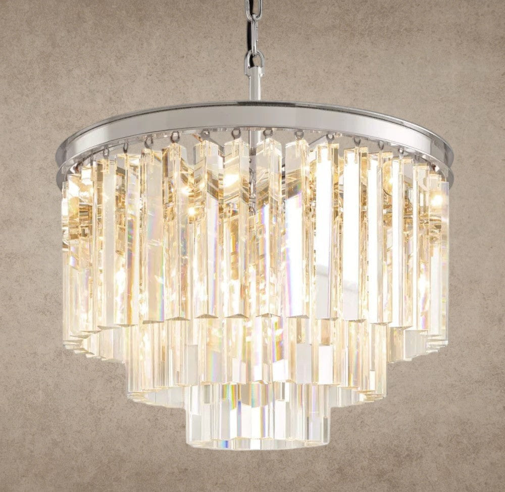 20" / Nickel 1920s Odeon Round Chandelier 20", 32", 44"