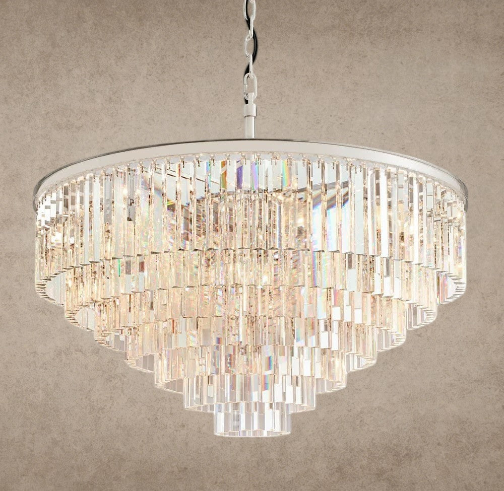 44" / Nickel 1920s Odeon Round Chandelier 20", 32", 44"