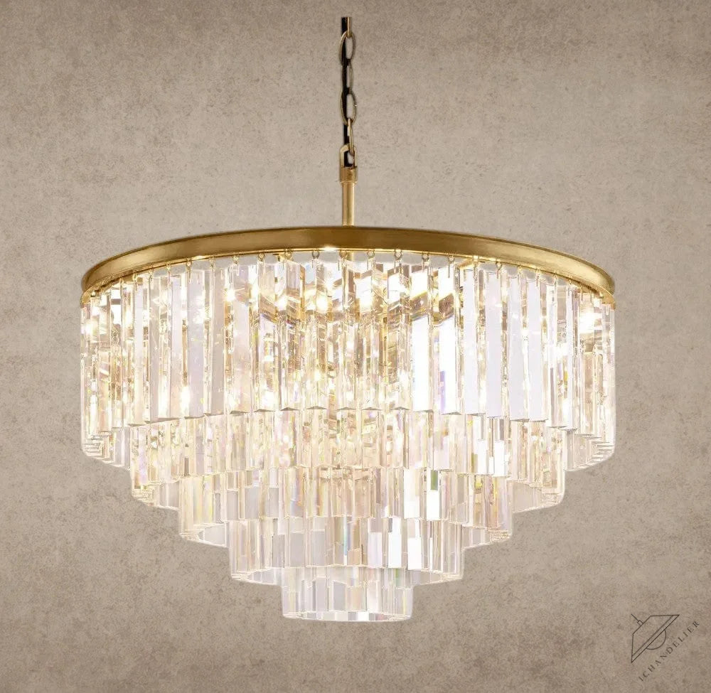 32" / Brass 1920s Odeon Round Chandelier 20", 32", 44"