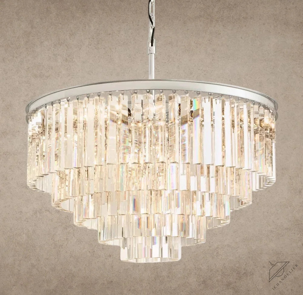 32" / Nickel 1920s Odeon Round Chandelier 20", 32", 44"