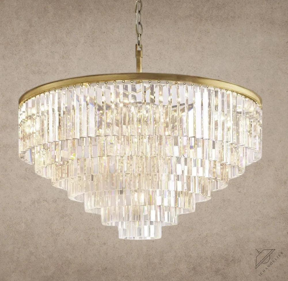 44" / Brass 1920s Odeon Round Chandelier 20", 32", 44"