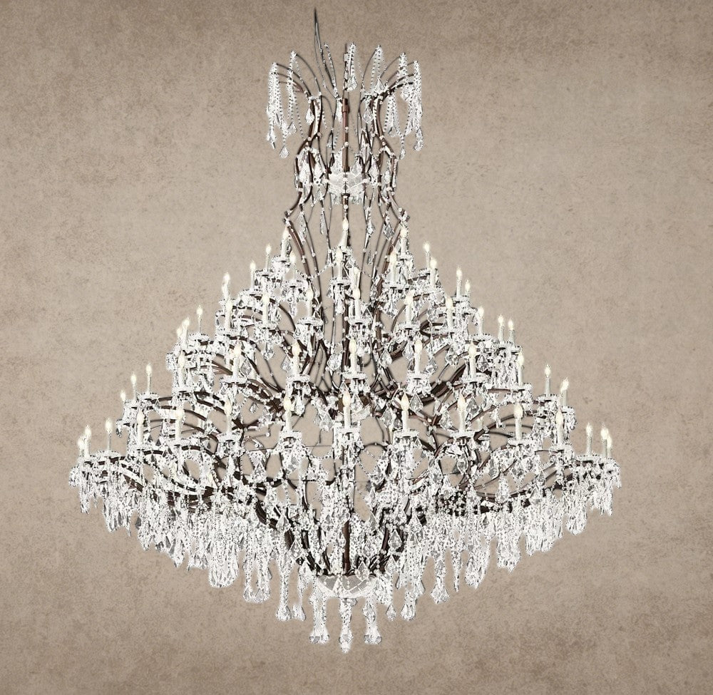 101" / Bronze/ Clear Crystal 19th C. Rococo Iron & Crystal Round Chandelier 18", 28", 33", 40", 60", 101"