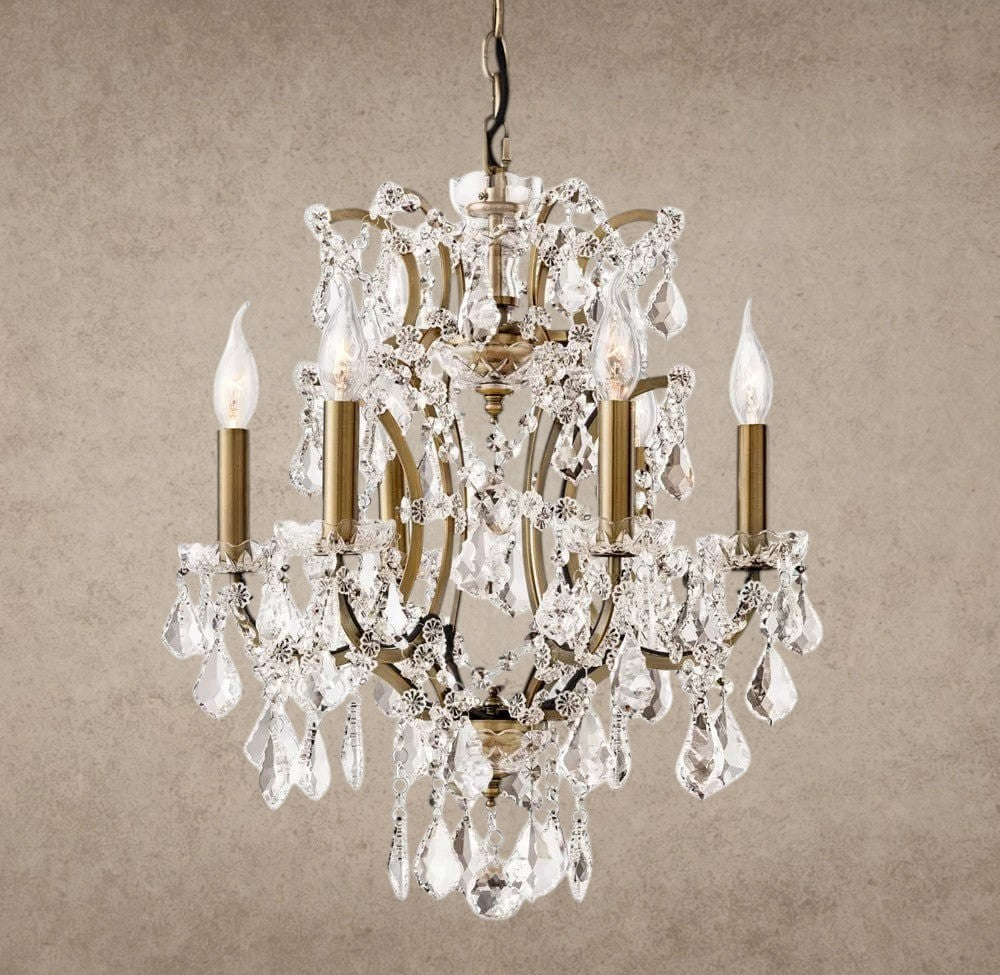 18" / Brass/Clear Crystal 19th C. Rococo Iron & Crystal Round Chandelier 18", 28", 33", 40", 60", 101"
