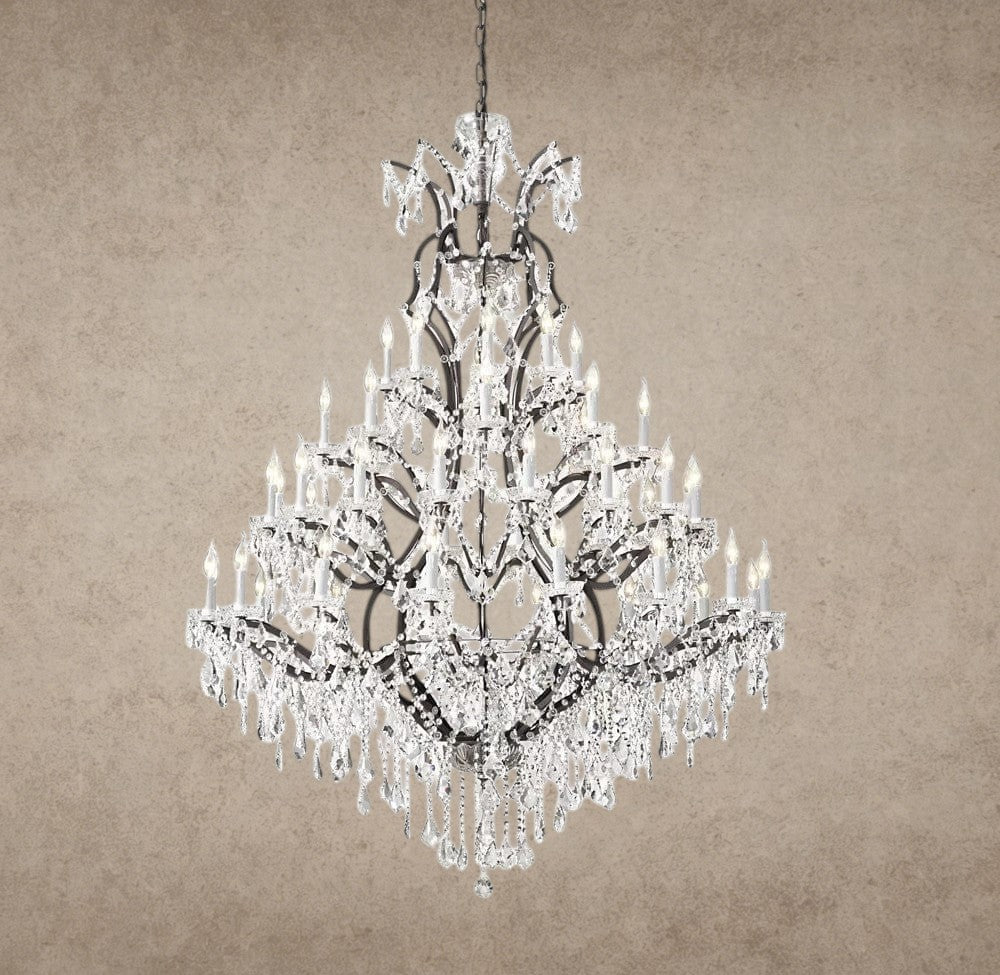 60" / Bronze/ Clear Crystal 19th C. Rococo Iron & Crystal Round Chandelier 18", 28", 33", 40", 60", 101"