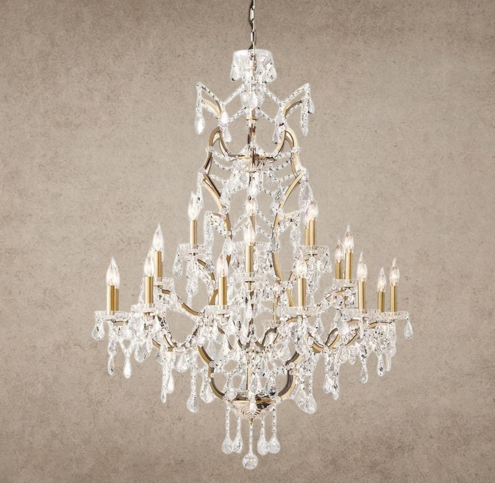 40" / Brass/Clear Crystal 19th C. Rococo Iron & Crystal Round Chandelier 18", 28", 33", 40", 60", 101"