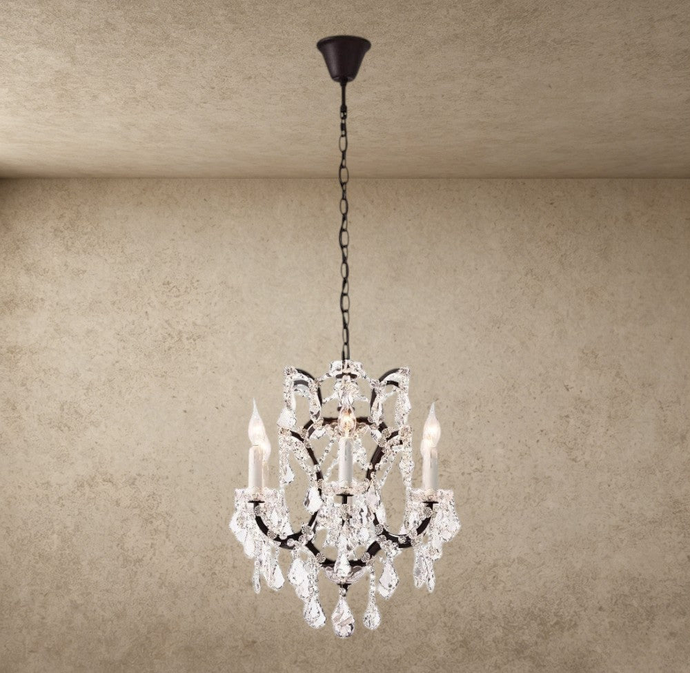 18" / Bronze/ Clear Crystal 19th C. Rococo Iron & Crystal Round Chandelier 18", 28", 33", 40", 60", 101"