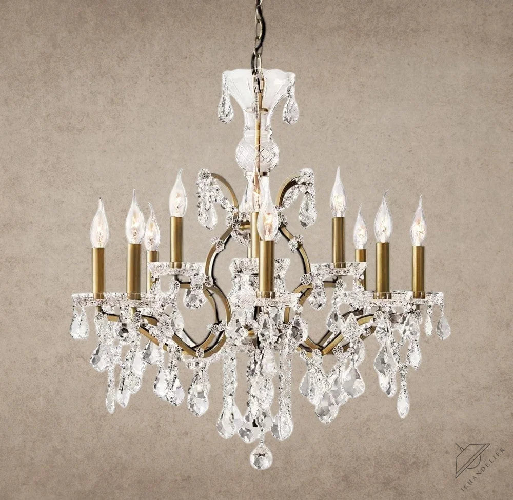 28" / Brass/Clear Crystal 19th C. Rococo Iron & Crystal Round Chandelier 18", 28", 33", 40", 60", 101"