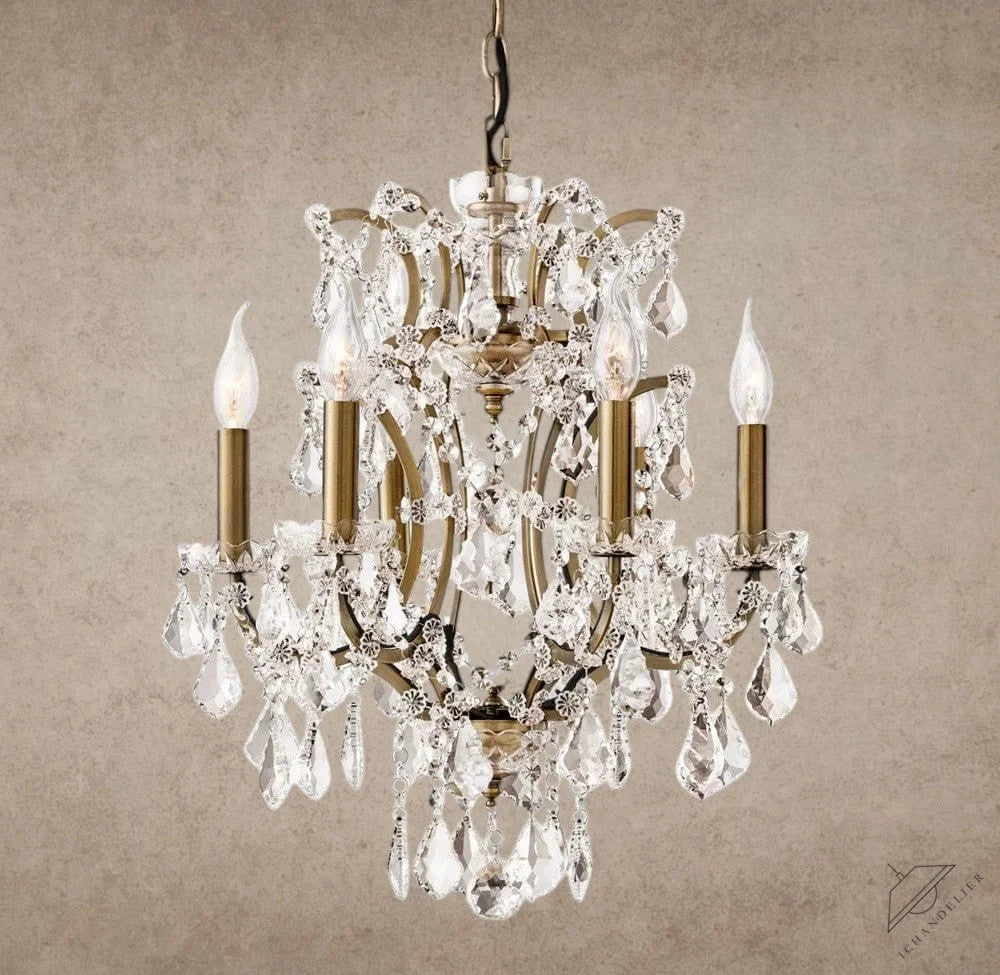 18" / Brass/Clear Crystal 19th C. Rococo Iron & Crystal Round Chandelier 18", 28", 33", 40", 60", 101"