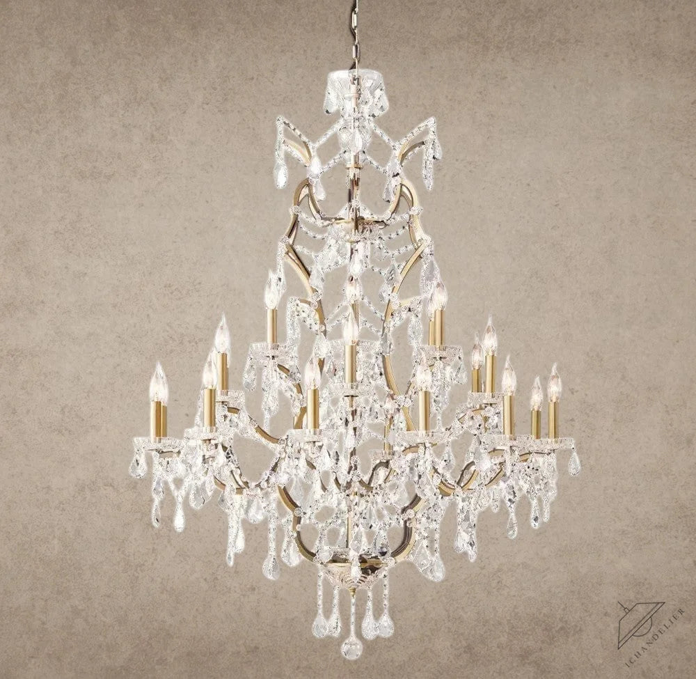 40" / Brass/Clear Crystal 19th C. Rococo Iron & Crystal Round Chandelier 18", 28", 33", 40", 60", 101"