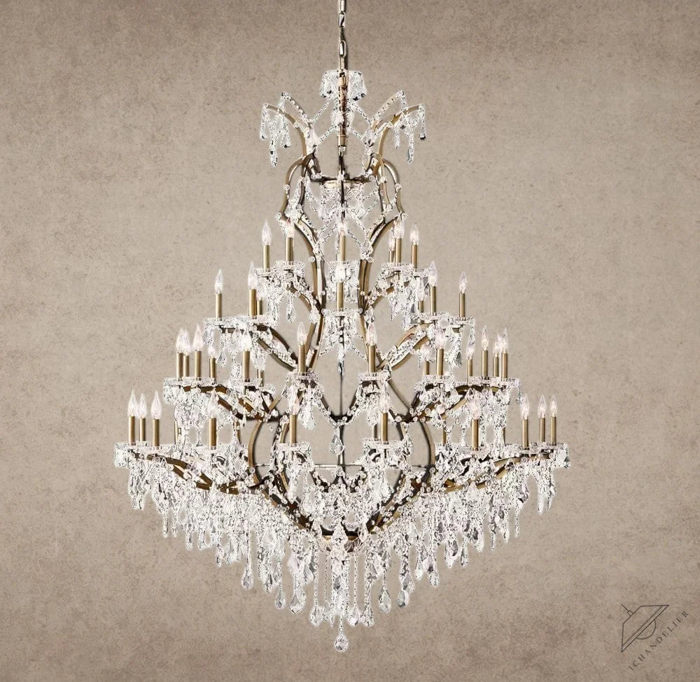 60" / Brass/Clear Crystal 19th C. Rococo Iron & Crystal Round Chandelier 18", 28", 33", 40", 60", 101"