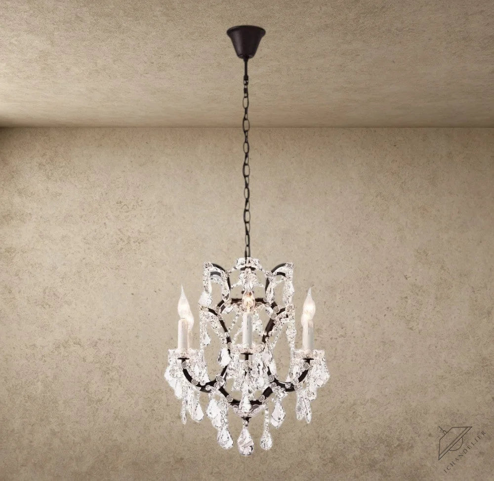 18" / Bronze/ Clear Crystal 19th C. Rococo Iron & Crystal Round Chandelier 18", 28", 33", 40", 60", 101"