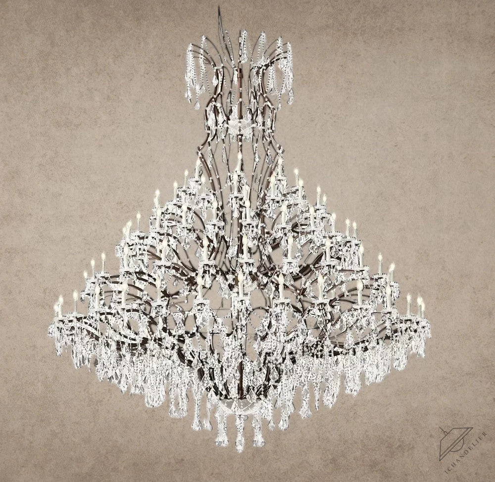 101" / Bronze/ Clear Crystal 19th C. Rococo Iron & Crystal Round Chandelier 18", 28", 33", 40", 60", 101"