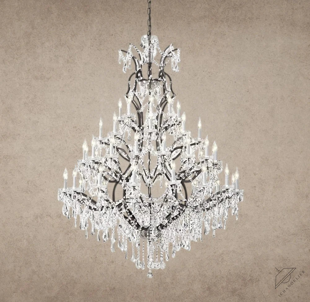 60" / Bronze/ Clear Crystal 19th C. Rococo Iron & Crystal Round Chandelier 18", 28", 33", 40", 60", 101"